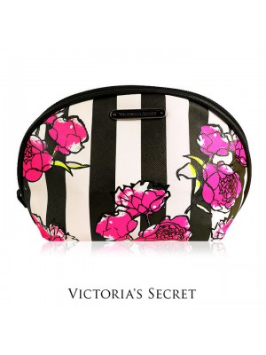 VCHB-268SD*VICTORIA'S SECRET FLORAL COSMETIC POUCH (BLACK) *CLEARANCE SALE